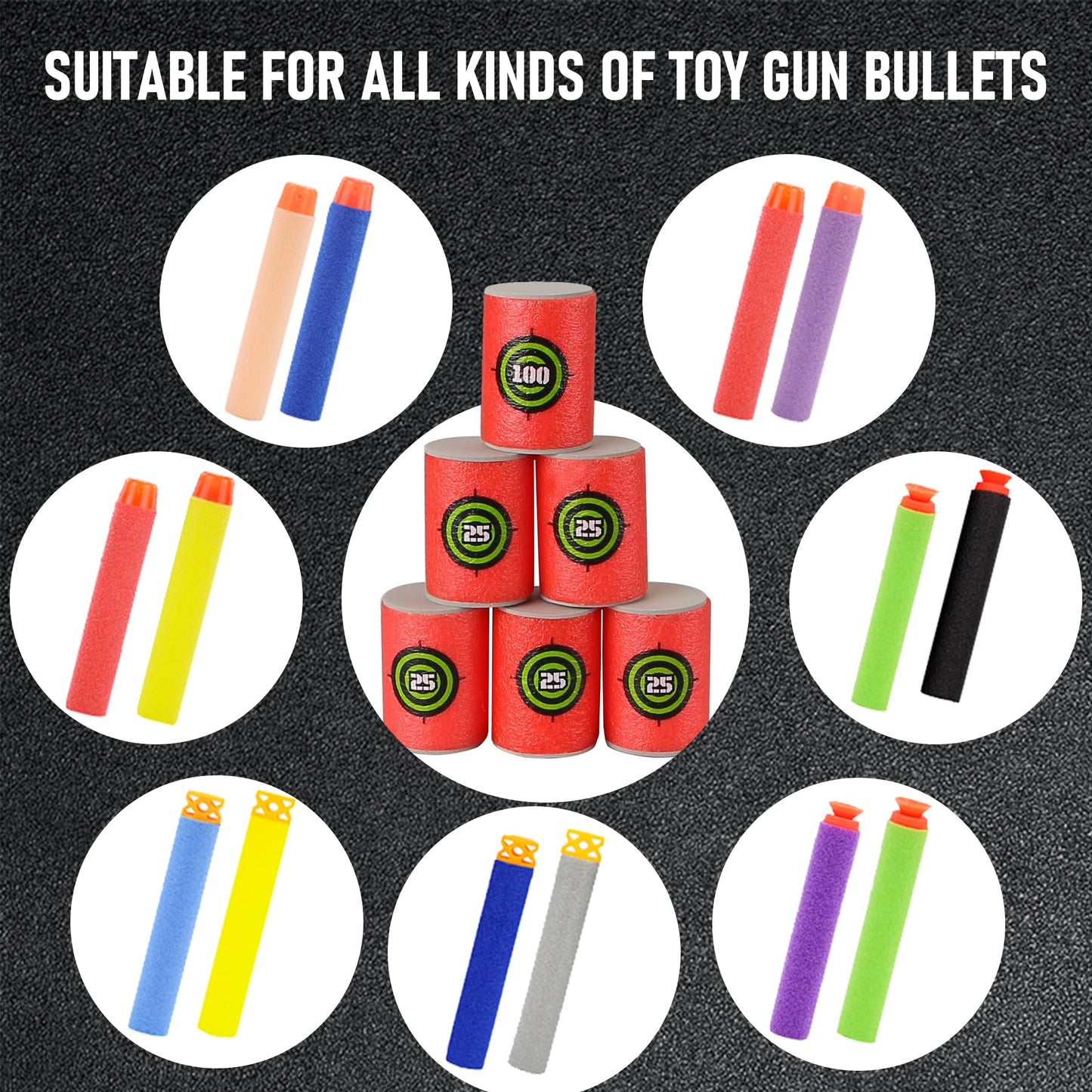 Ekind 12 Pcs Foam Can Target Compatible For Nerf Elite Series Blasters & Target Games