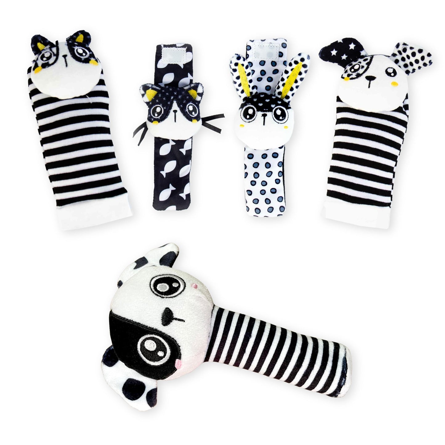 Baby K Rattle Socks & Wrist Rattles And Hand Rattle (Set G+ Dog A) - Newborn Toys For Baby Boy Or Girl - Brain Development Infant Toys - Hand And Foot Rattles Suitable For 0-3, 3-6, 6-12 Months Babies