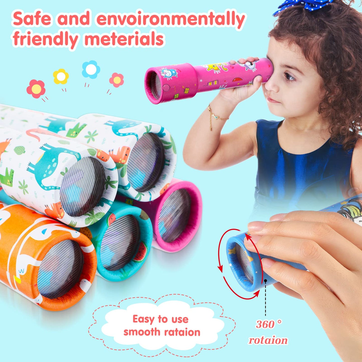 20 Pcs Classic Kaleidoscopes Educational Toys For Party Favors Fun Kaleidoscope Toy For Stock Stuffers Bag Fillers Birthday Party School Classroom Prizes, Random Colors (Flamingo)