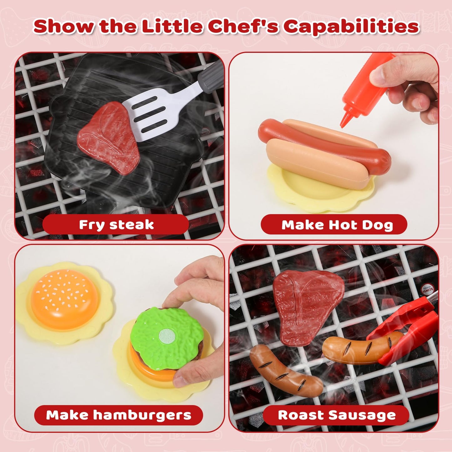 35Pcs Kitchen Toy Set, Bbq Grill Playset, Little Chef Play, Interactive Cooking Set For Kids - Christmas Birthday Gift For Boys