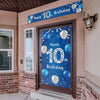 Happy 10Th Birthday Door Cover Porch Banner Sign Set - 10 Years Old Birthday Decoraions Party Supplies For Men - Blue
