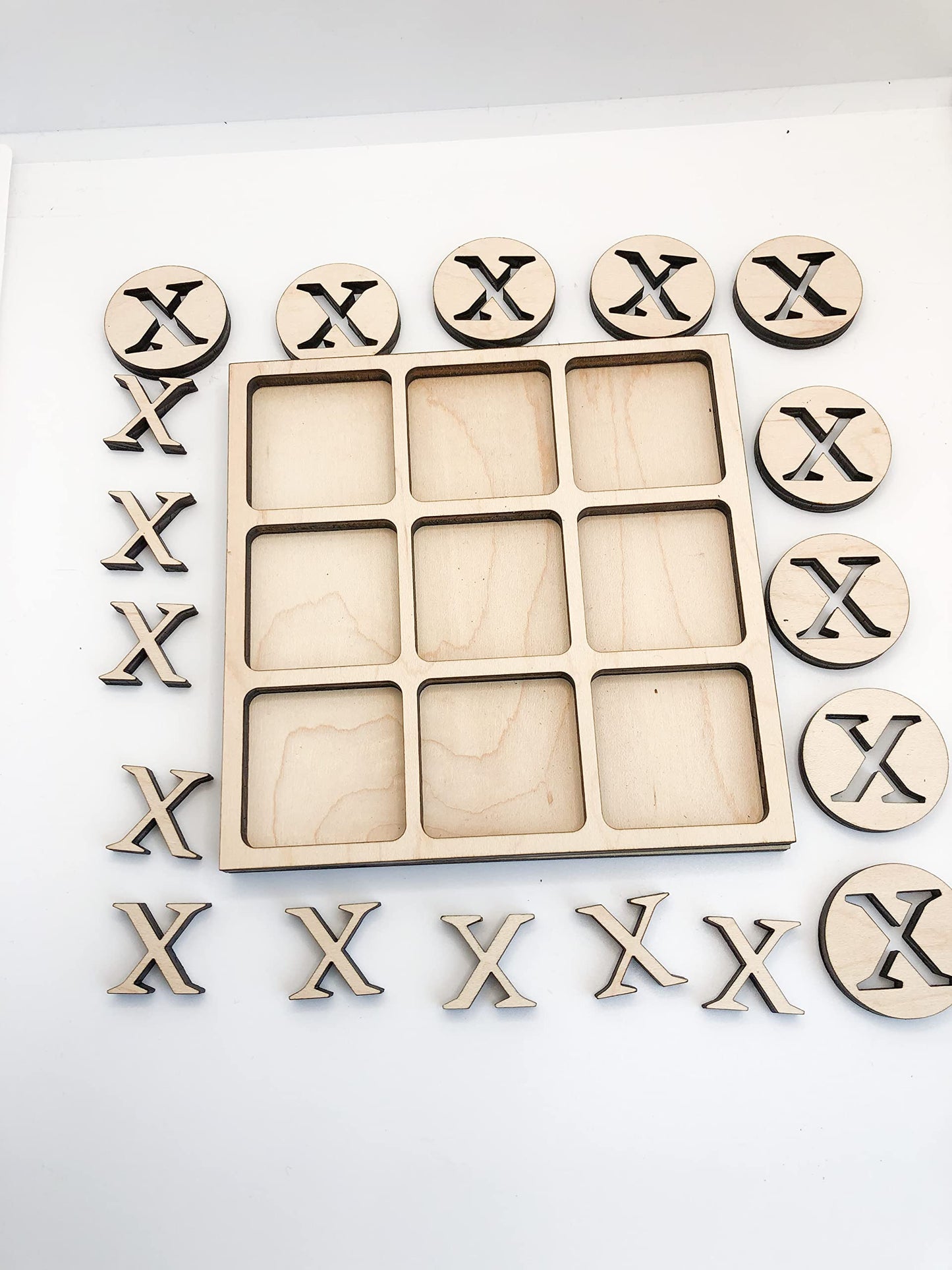Traditional Themed Tic Tac Toe Board Game, 5X5 Inches Unfinished Wood Diy Painting Craft Kit For Kids With Wooden Avtrboutique X