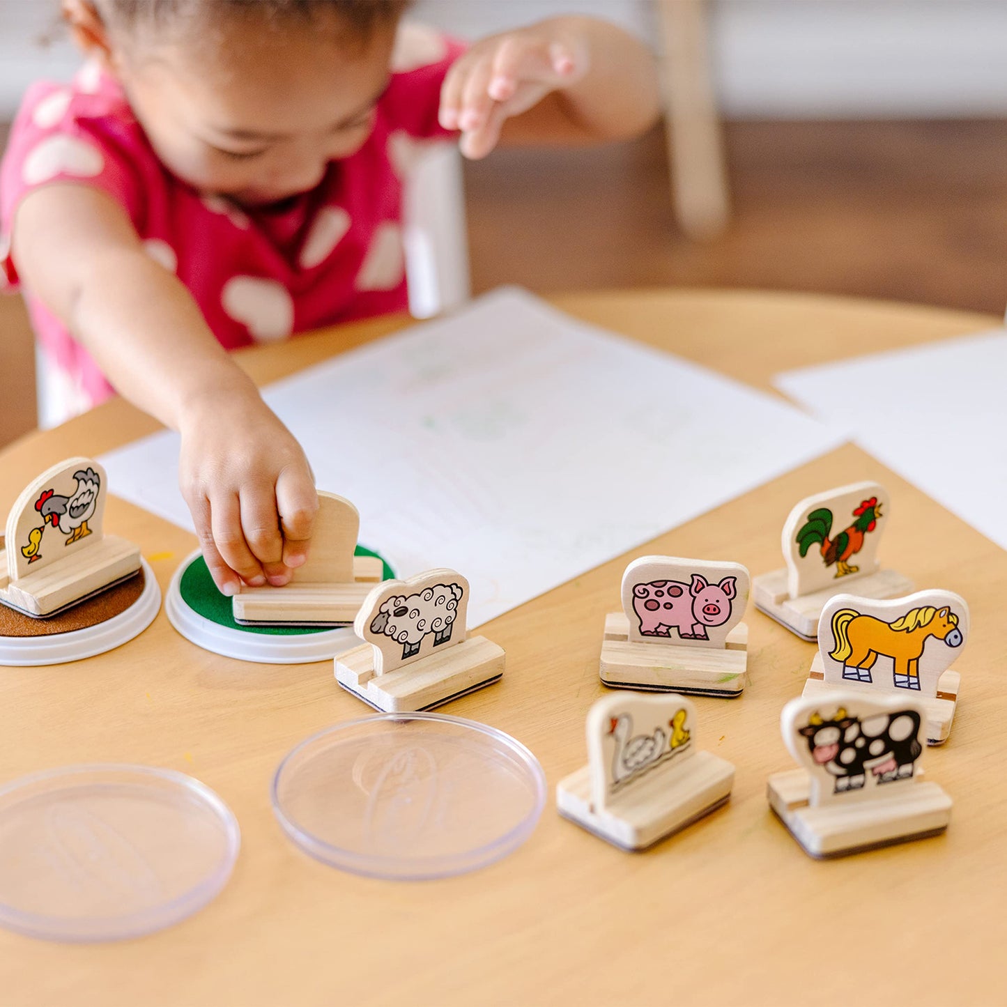 Melissa & Doug My First Wooden Stamp Set - Farm Animals - Art Projects, With Washable Ink, Farm Themed Wooden Stamps For Kids Ag