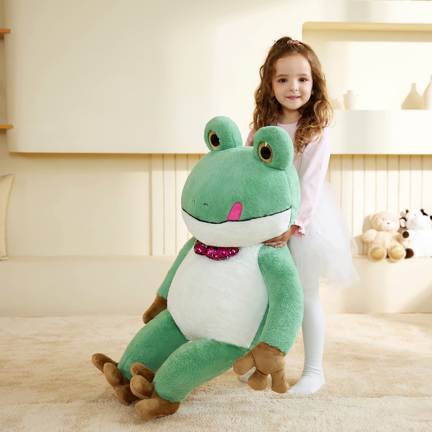 Earthsound Giant Frog Stuffed Animal Plush Toy,Large Jumbo 30'' Cute Soft Toys,Big Size Huge Fluffy Plushy Oversized Fat Plushie