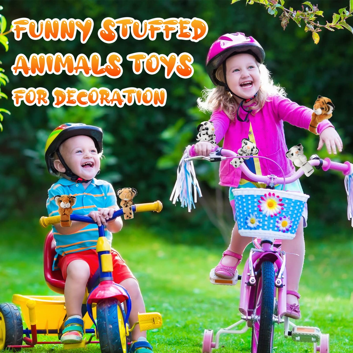 Lenwen 8 Pcs Tiger Leopard Stuffed Animals Slap Bracelets for Kids Plush Animal Cute Wrist Slap Bands for Birthday Party Favors