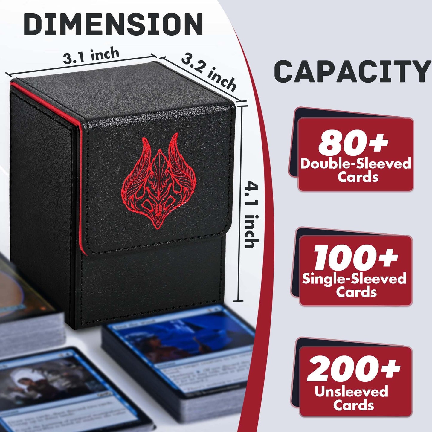 Zlca Card Deck Box For Mtg With 2 Dividers, Deck Storage Box Fits 100+ Single Sleeved, Pu Leather Tcg Case Holder For Magic Comm