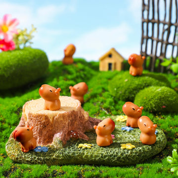 Simgoing 50 Pcs Mini Capybara Resin Figurines Capybara Figure Ornament Miniature Animal Desktop Tabletop Outdoor Craft Decor For Garden Miniature Landscape Accessories (Classic Style)
