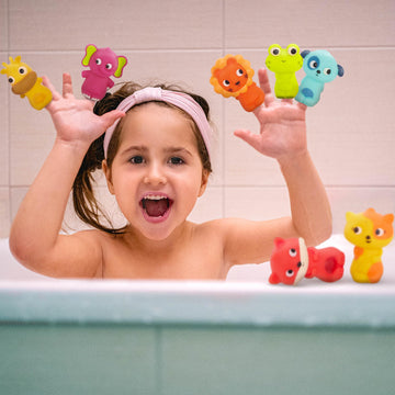 B. Toys B. – 10 Finger Puppets – Animal Finger Puppets – Fox, Panda, Hippo, Giraffe, Dog – Lion, Cat, Frog, Elephant, Owl – 10 Months + – Pinky Pals Crew