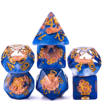 UDIXI 7PCS Resin DND Dice Set, Blue D&D Dice Set Filled with Octopus for RPG MTG Dungeons and Dragons Role Palying Games and Oth