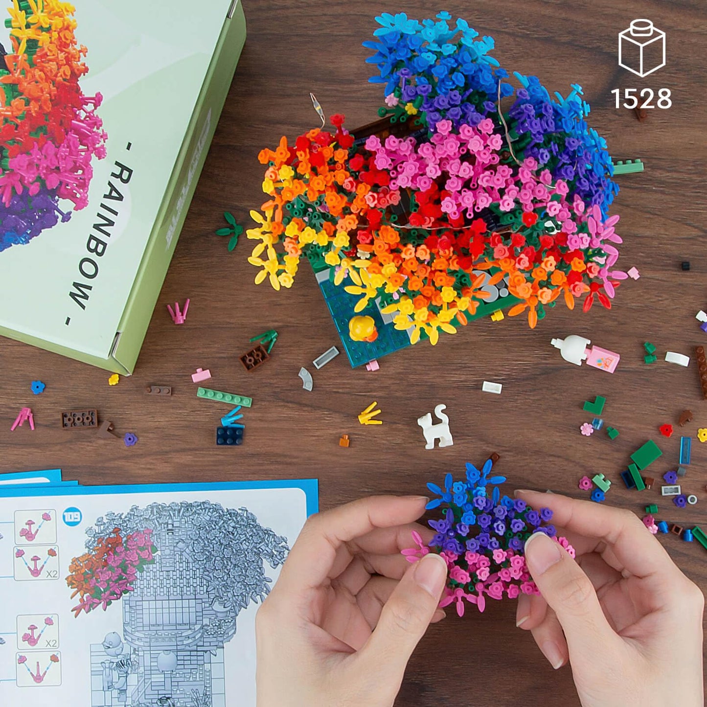 Vziimo Cherry Blossom Bonsai Tree Building Set, Ideas Rainbow Treehouse Set For Adults, 1528 Pcs Mirco Bricks Collectible Creative For Teens Kids Girls 12+