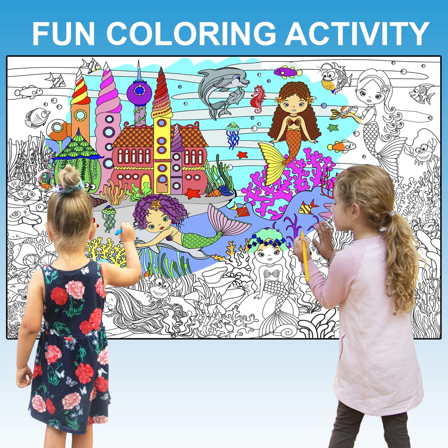 ALEX Art, Giant Coloring Poster - Mermaid Large Wall Pages - Fun Kids Art Project Activities - Jumbo Coloring Sheets Books for G
