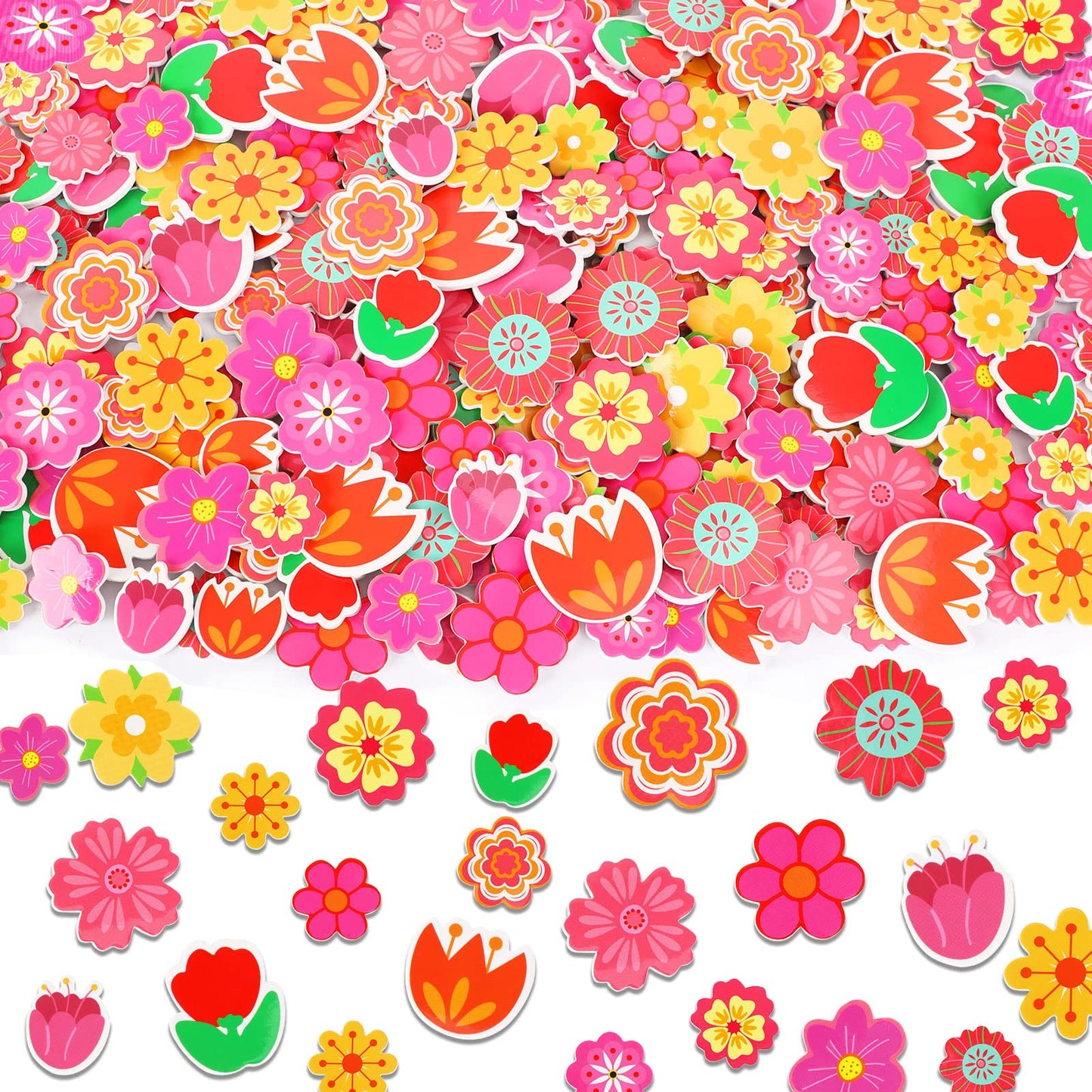 Julbear Flower Foam Sticker, 300Pcs Bulk Spring Self-Adhesive Foam Stickers Colorful Mixed Stickers For Kids Party Diy Crafts Fa