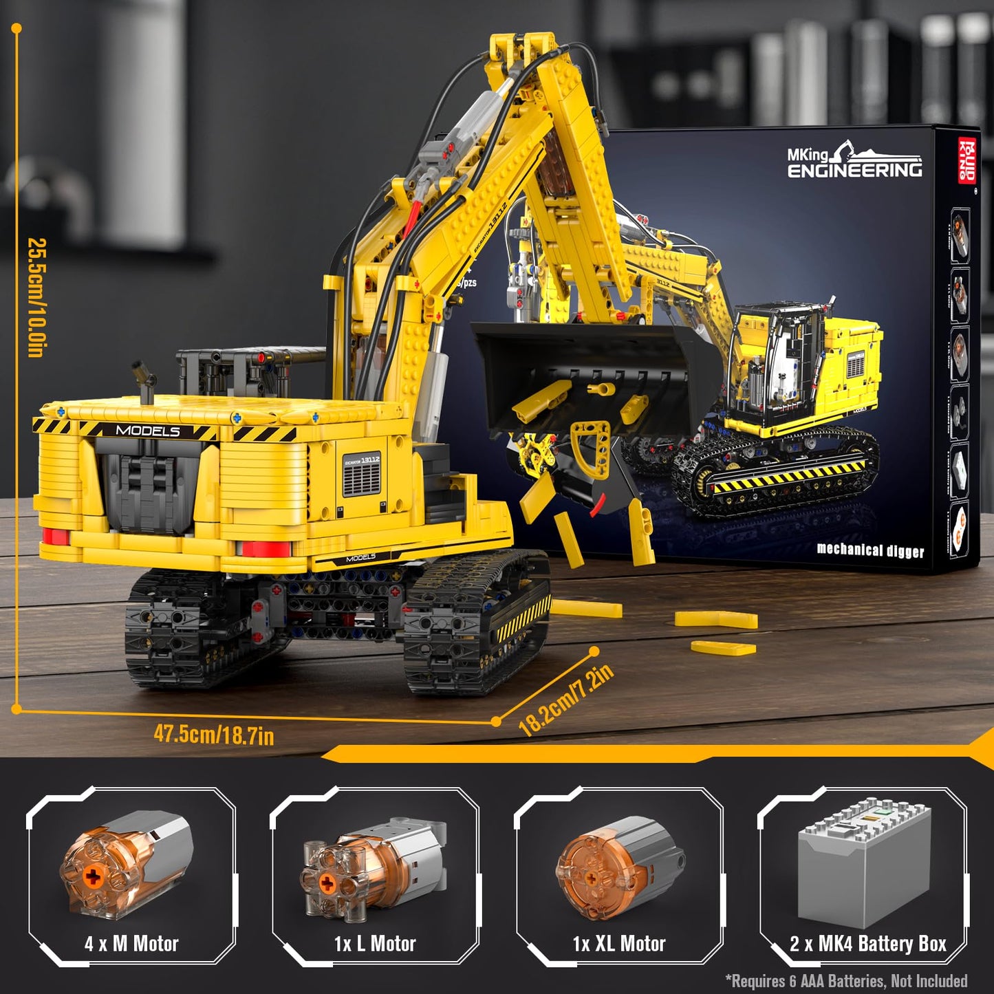 Mould King Rc Construction Excavator Building Sets, 13112 Engineering Model Kits With App Remote Control, Stem Construction Vehi