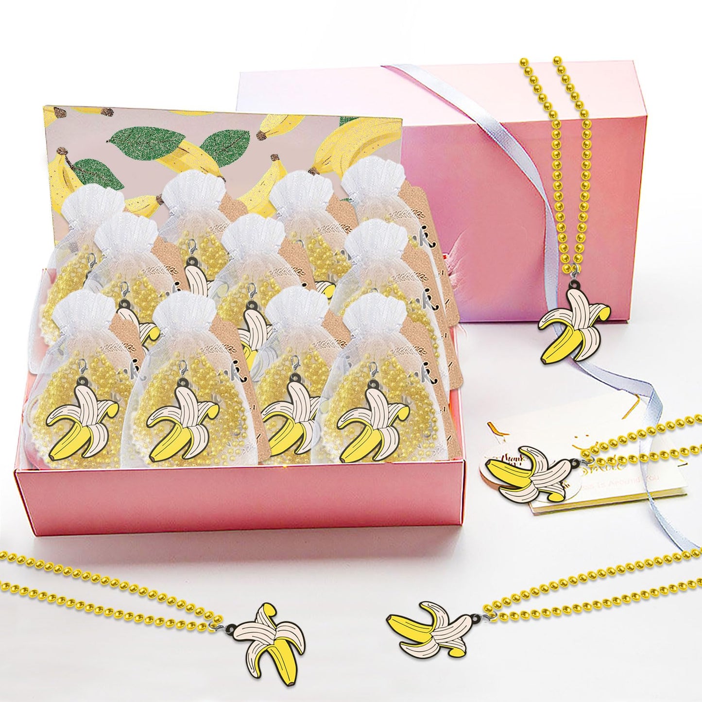 KeeStar 24 Pack Banana Necklace Party Favors for Fruit Themed Baby Shower, Birthday Party Goodie Bag Fillers,School Carnival Rew