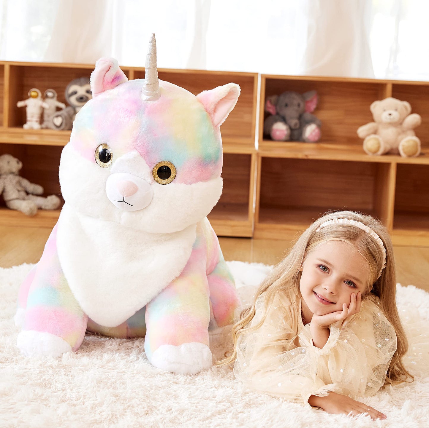 Earthsound Giant Caticorn Cat Unicorn Stuffed Animal Plush Toy,Large Jumbo Cute Soft Toys,Big Size Huge Fluffy Plushy Fat Plushi