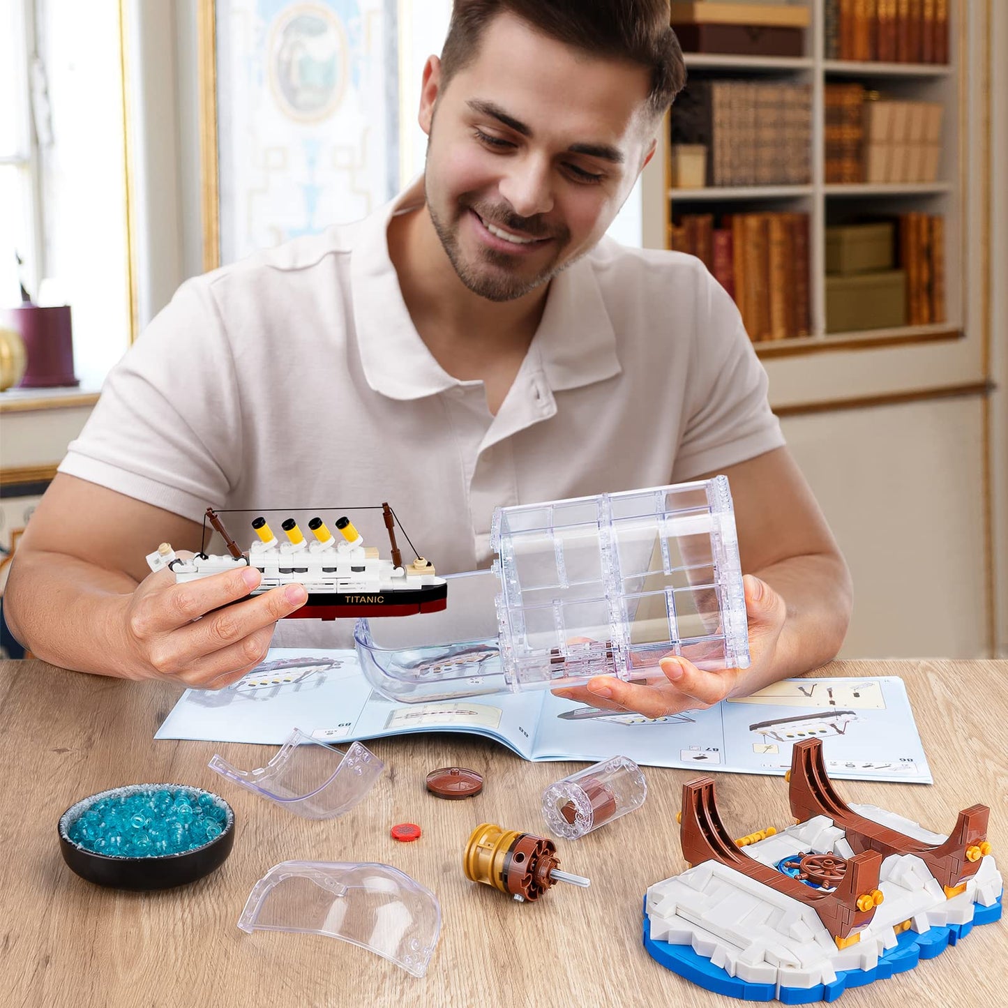 Allupal Titanic Ship In A Bottle Creator Expert Building Kit, Collectible Display Model Set, Creative Gift Toy For Adults And Te
