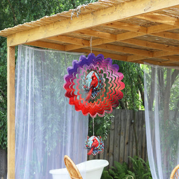 Cardinal Hanging Wind Spinners Outdoor - Stainless Steel Wind Sculpture 12 Inches Wind Chime Patio Lawn Yard Balcony Art Outside