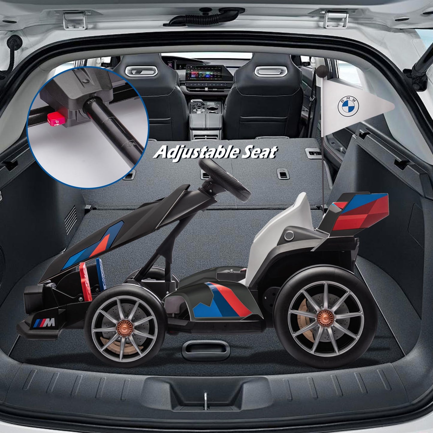Foresee 24V Licensed Bmw Kids Electric Go Kart With Adjustable Seat, 7.5 Mph Drifting Car Battery Powered Ride On Go Kart With L