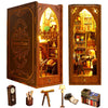 Ourmiao Book Nook Kit Library, Diy Booknooks Kit For Adults Teens With Sensor Lights, Bookshelf Diorama Miniature Scenes Insert