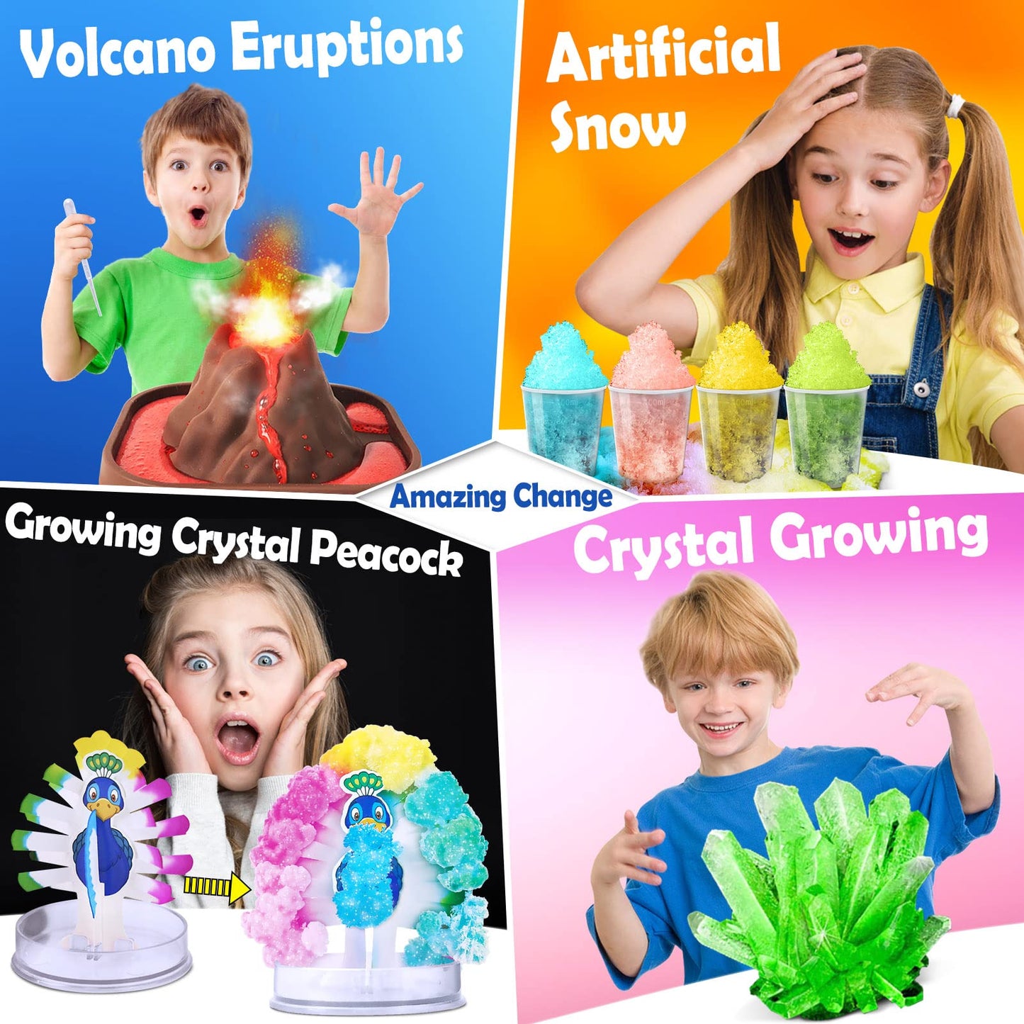 Unglinga 60+ Science Experiments Kits For Kids, Boys Girls Toys Gifts, Science Lab Stem Activities Educational Project With Chemistry Set, Erupting Volcano, Magic Colour
