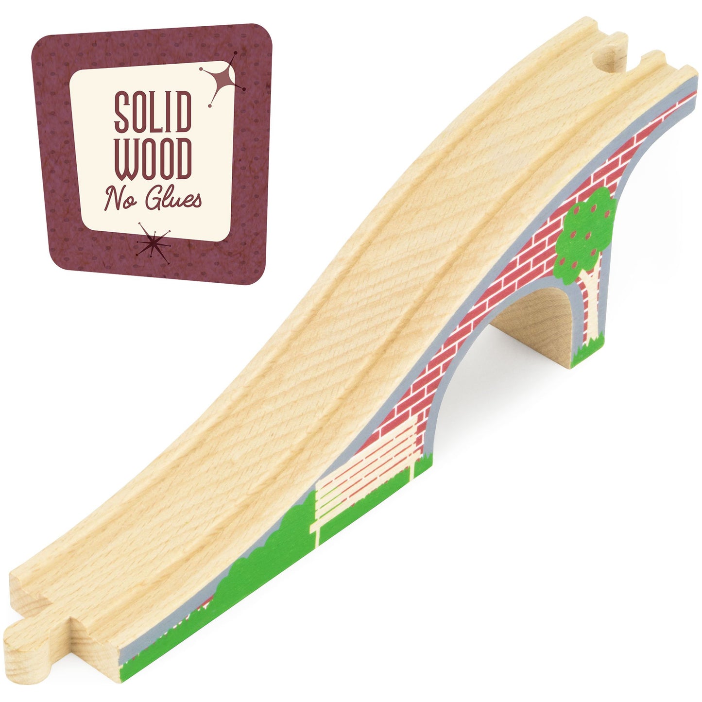 Conductor Carl Wood Train Track Expansion Packs| Compatible with Most Train Tracks| Brick Bridge -1 Count (Pack of 2)