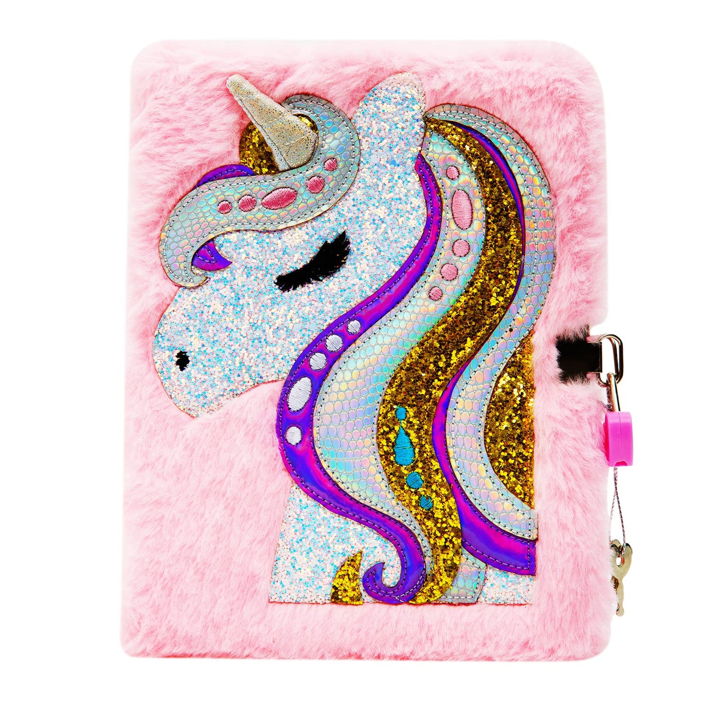 Superstyle Unicorn Diary With Lock, Gift For 6 7 8 Years Old Girls, Fuzzy Notebook Cute Unicorn Diary Secret Writing Plush Journal Christmas Day Birthday Gift For Kids