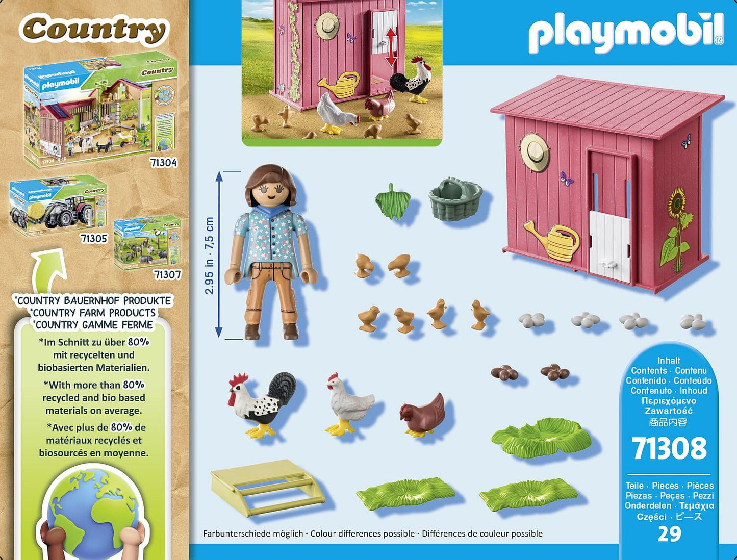 Playmobil Hen House Playset - Multicolor, Plastic, One Size, Model 71308