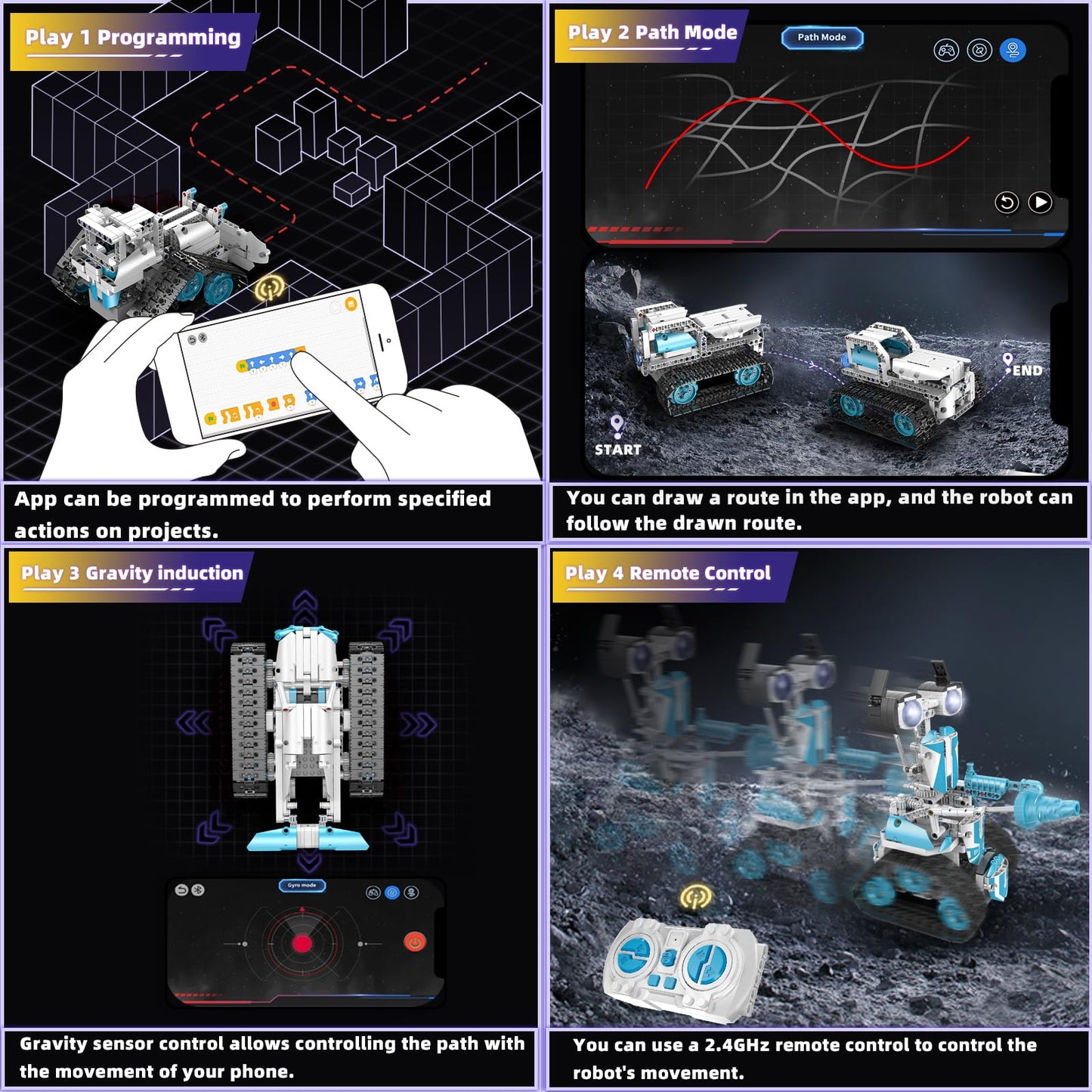 Suplanet Stem Robot For Kids Ages 8-14, 5-In-1 Remote Control And App Programmable Robot Toys - 720 Pcs Diy Building Science Edu