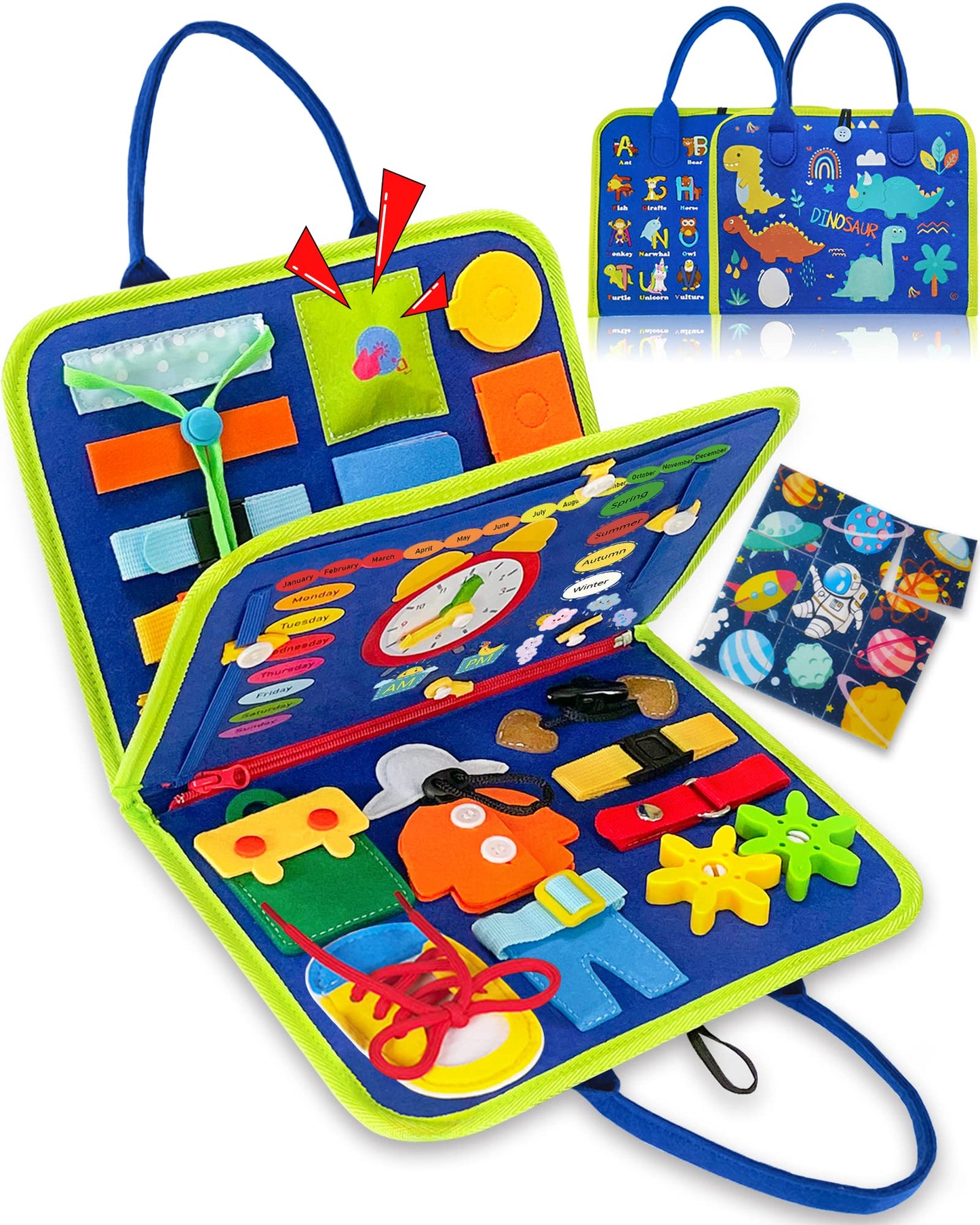 Exorany Busy Board Montessori Toys For 1 2 3 4 Year Old Boys & Girls Birthday Gifts, Sensory Toys For Toddlers 1-3, Educational Travel Toys, Preschool Activities For Learning Fine Motor Skills