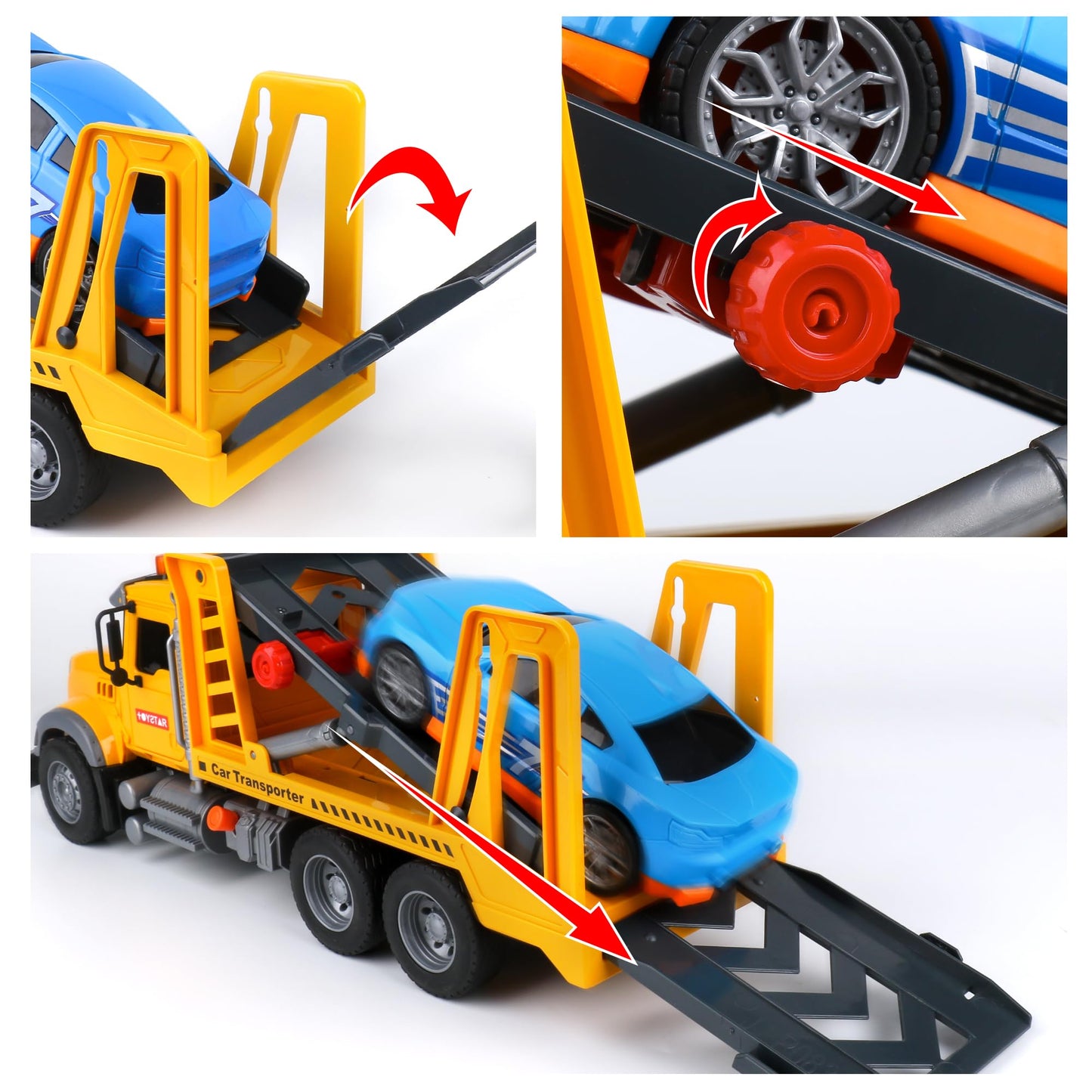 Dwi Dowellin Toy Truck Transport Cars Carrier with Racing Car for Kids Toddlers,Birthday Gifts for Boy Toddler Child 3 4 5 6 Yea