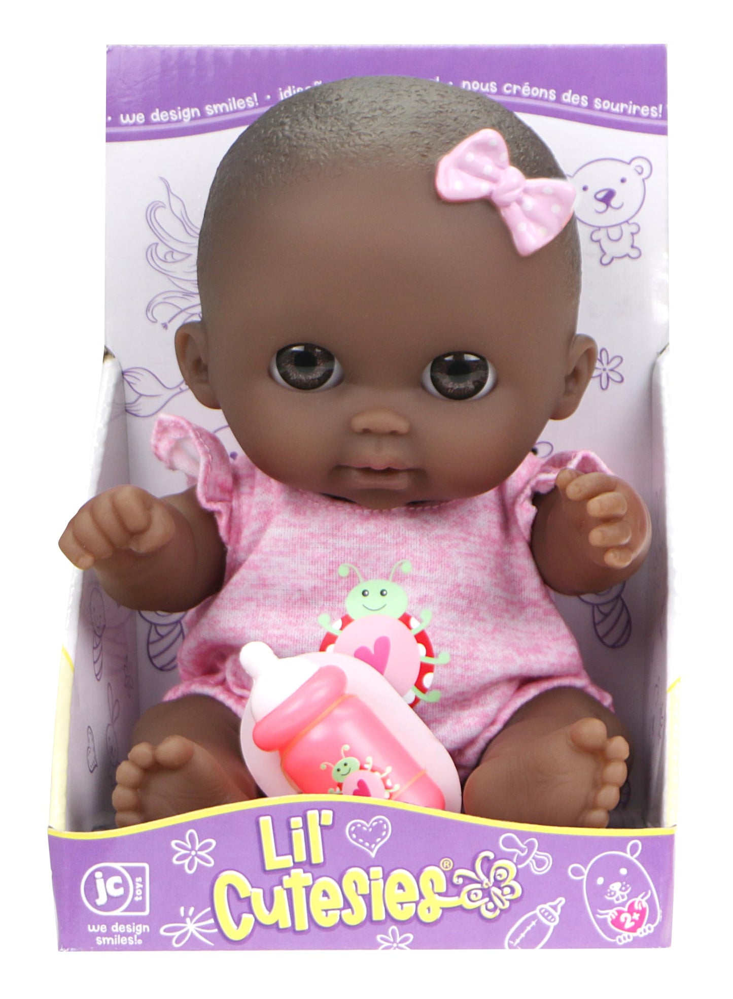 Jc Toys Adorable Lil' Cutesies Lila African American All Vinyl Water Friendly Doll, 8.5''