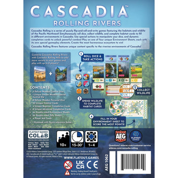 Aeg & Flatout Games | Cascadia:Rolling Rivers Roll & Write Puzzly Dice Game | Explore The Pacific Northwest, Build Ecosystems |