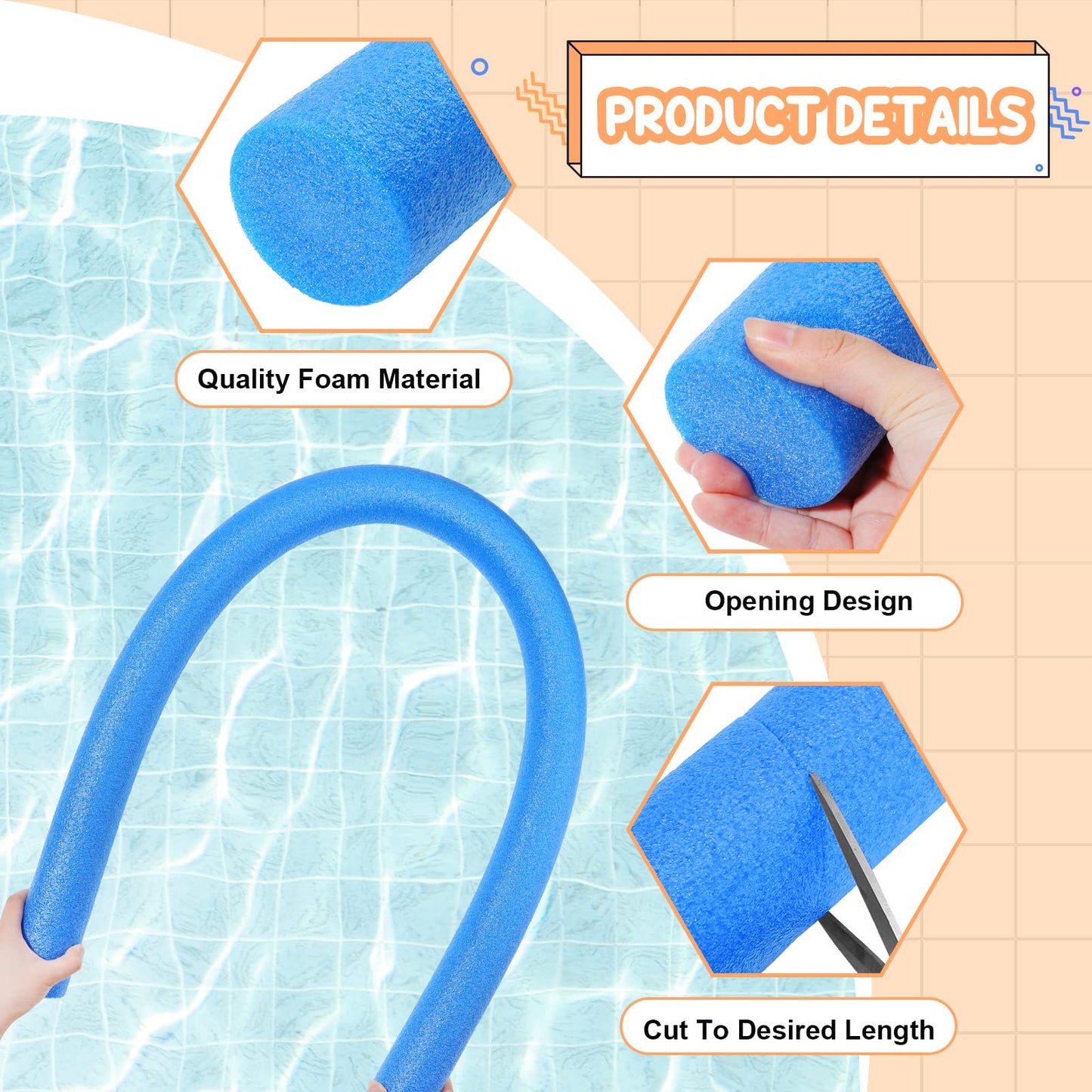 Yaomiao 18 Pcs 55 Inch Bulk Pool Noodles Jumbo Foam Pool Noodles In The Swimming Pool Colorful Thick Noodles For Adults Floating