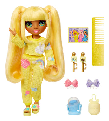 Rainbow High Jr High Pj Party - Sunny, Yellow 9' Posable Blonde Fashion Doll With Soft Onesie, Slippers, Fun Play Accessories, Great Toy Gift For Girls Kids Ages 4-12 Years
