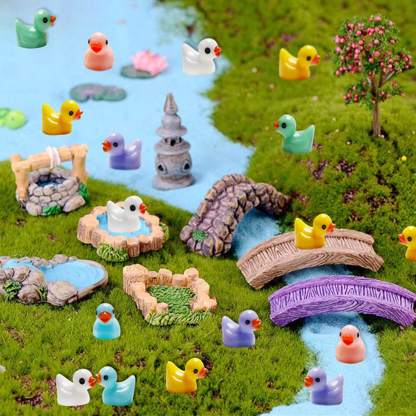 EOMTUR 200 Miniature Christmas Rubber Ducks - Small Yellow Resin Duckies in Assorted Colors for DIY Holiday Decorations