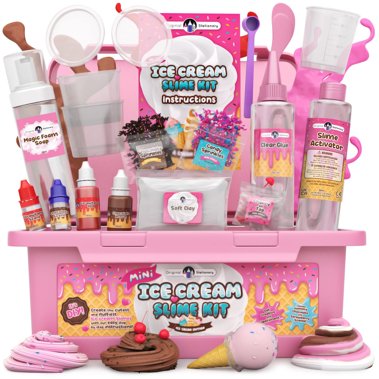 Original Stationery Mini Ice Cream Slime Kit, Girls Slime Kit To Make Ice Cream Slimes, Fun Butter Slimes For Girls Ages 7-12