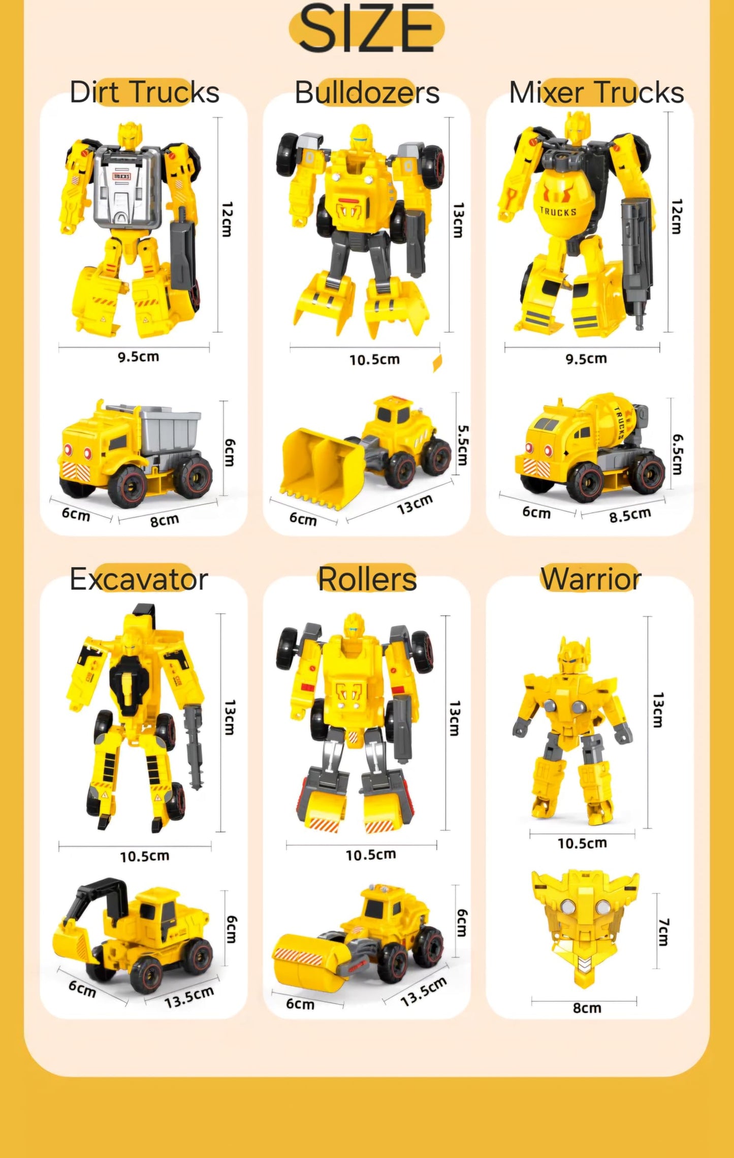 Hopandos Transforming Robot Set, 6 In-1 Construction Car Toys For Kids, Science Kits, Outdoor Diy Transomer Robots Set Toys Birt