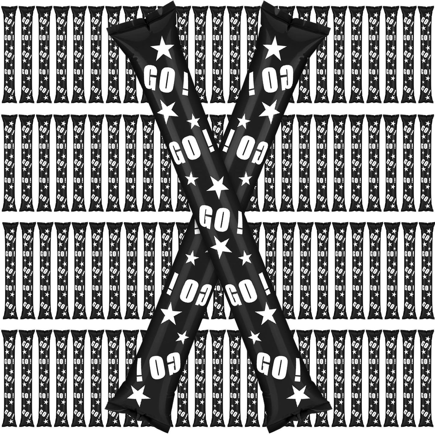 Hungdao 100 Pcs Thunder Sticks Spirit Boom Sticks Cheerleading Football Noise Makers Inflatable Noisemakers for Party Dance Bask