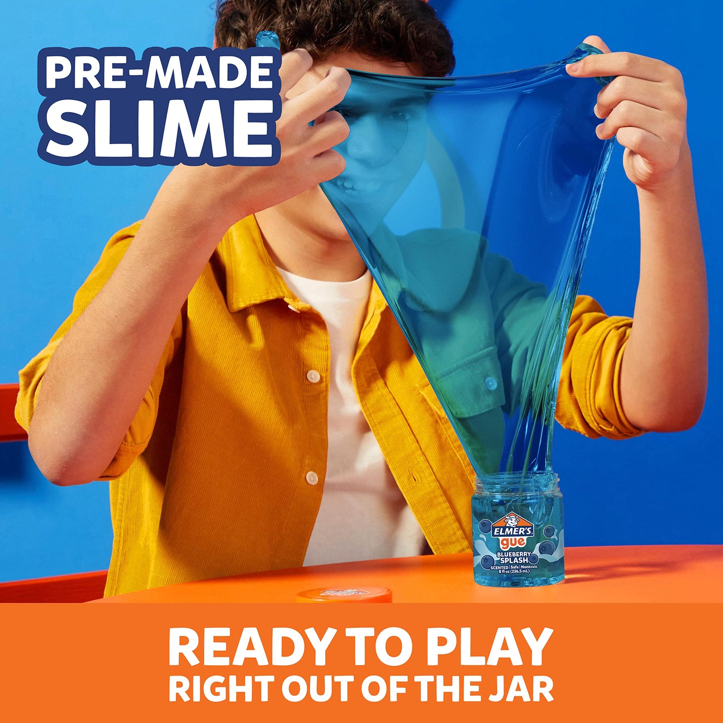 Elmer'S Gue Pre-Made Slime, Blueberry Splash Slime, Scented, 2 Count