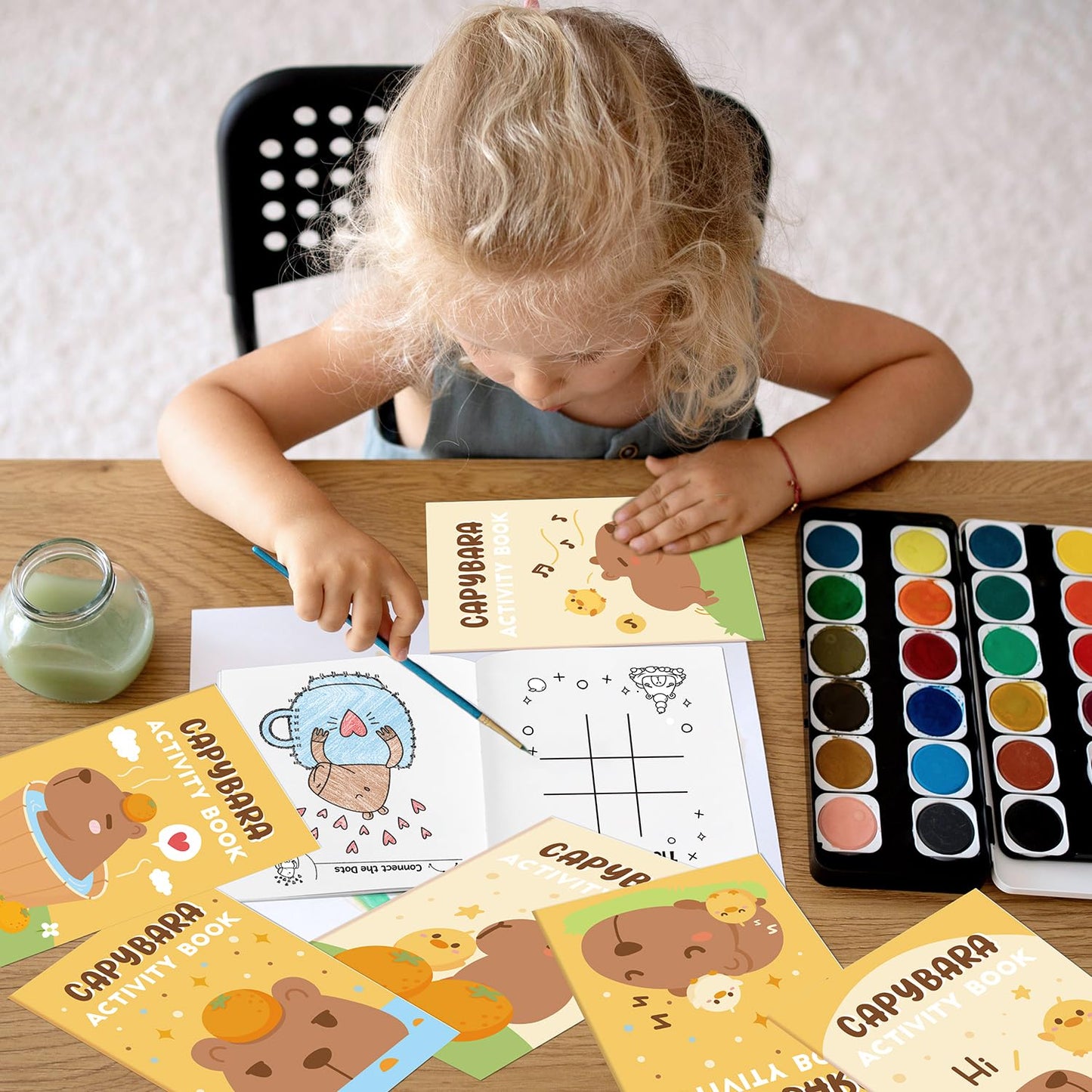 Capybara Activity Books for Kids - 24Pcs Cute Capybara Mini Games Coloring Book Set Bulk Cartoon Animal Mazes Word Search Word S