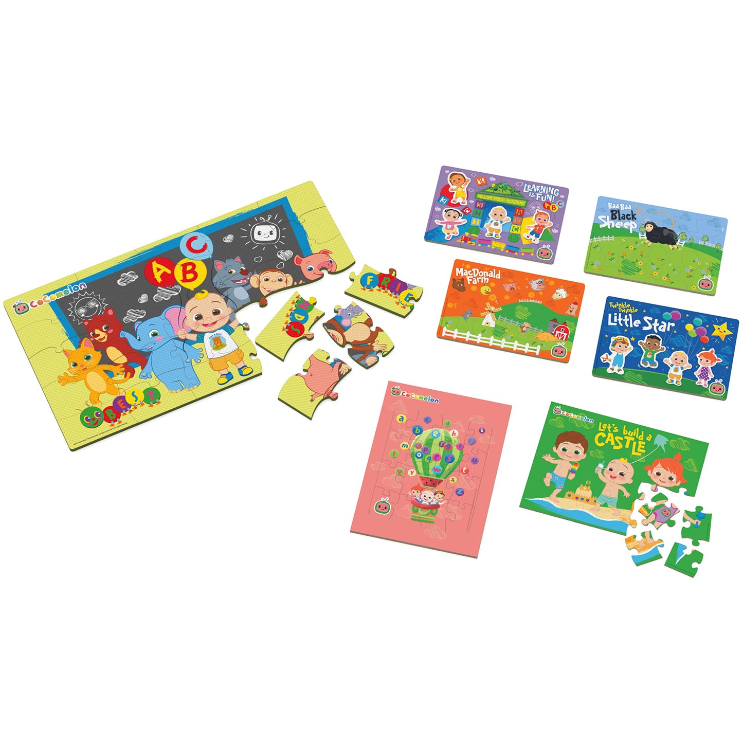 Cocomelon, 7-Pack Jigsaw Puzzle Mega Bundle Includes Foam Wood Inlay Puzzles Featuring Jj & Friends From The Netflix Youtube Sho