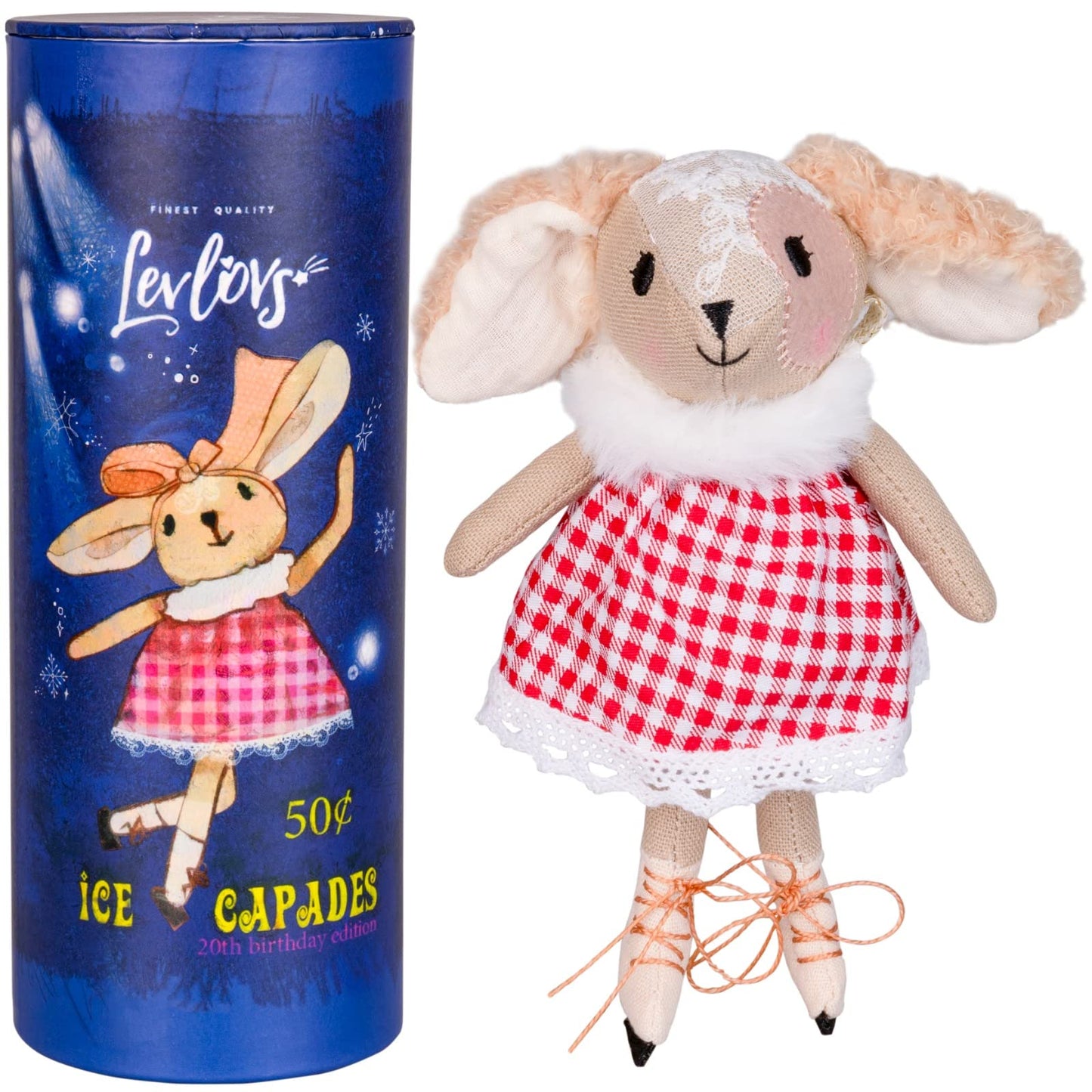 Levlovs Mouse In A Matchbox Danish Design Toy Baby Registry Animal Doll (Ice Skater Bunny)