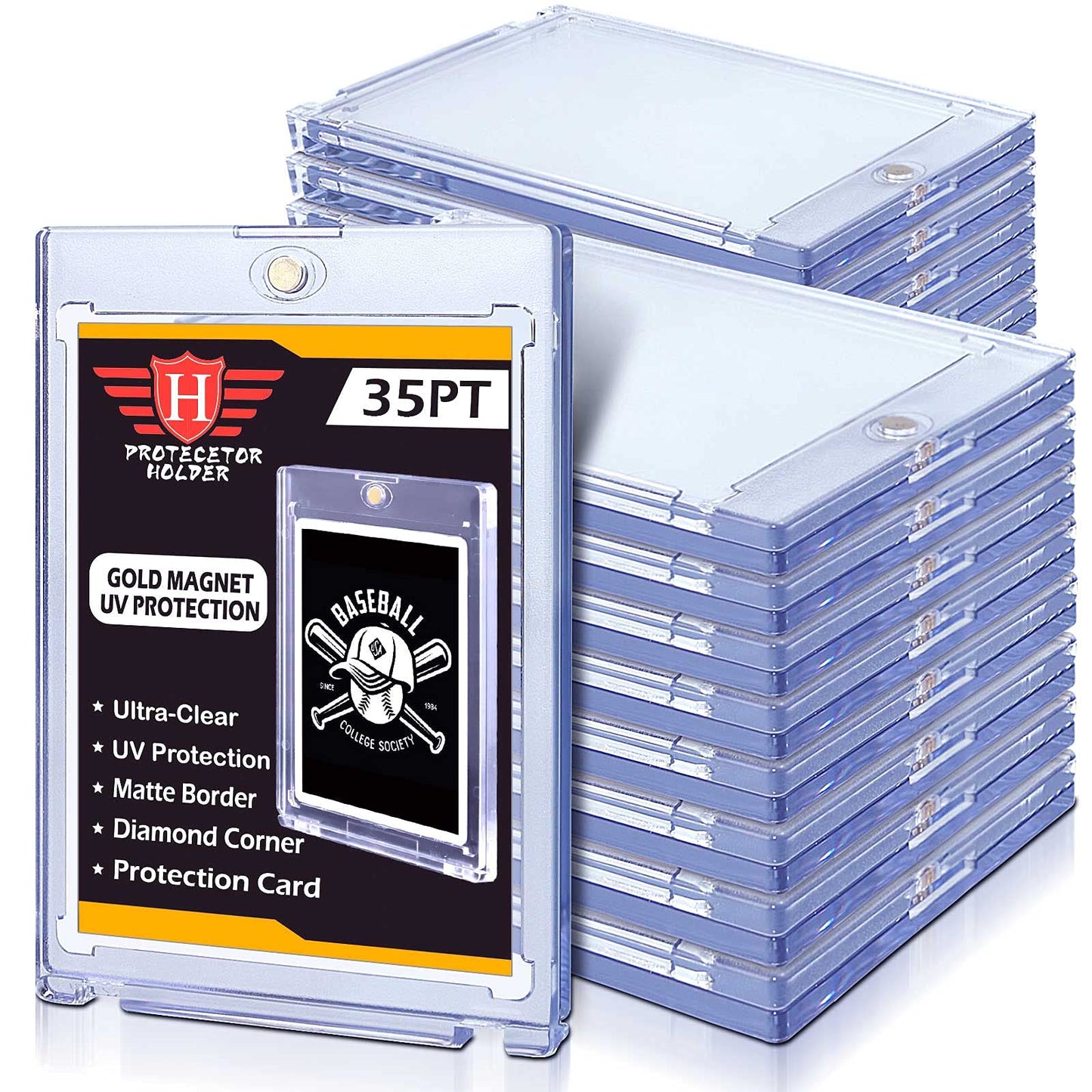 20 Ct Magnetic Card Holders For Trading Cards, 35 Pt Card Case Fit For Standard Cards, Mtg Cards, Sports Cards, Baseball Cards Toploaders