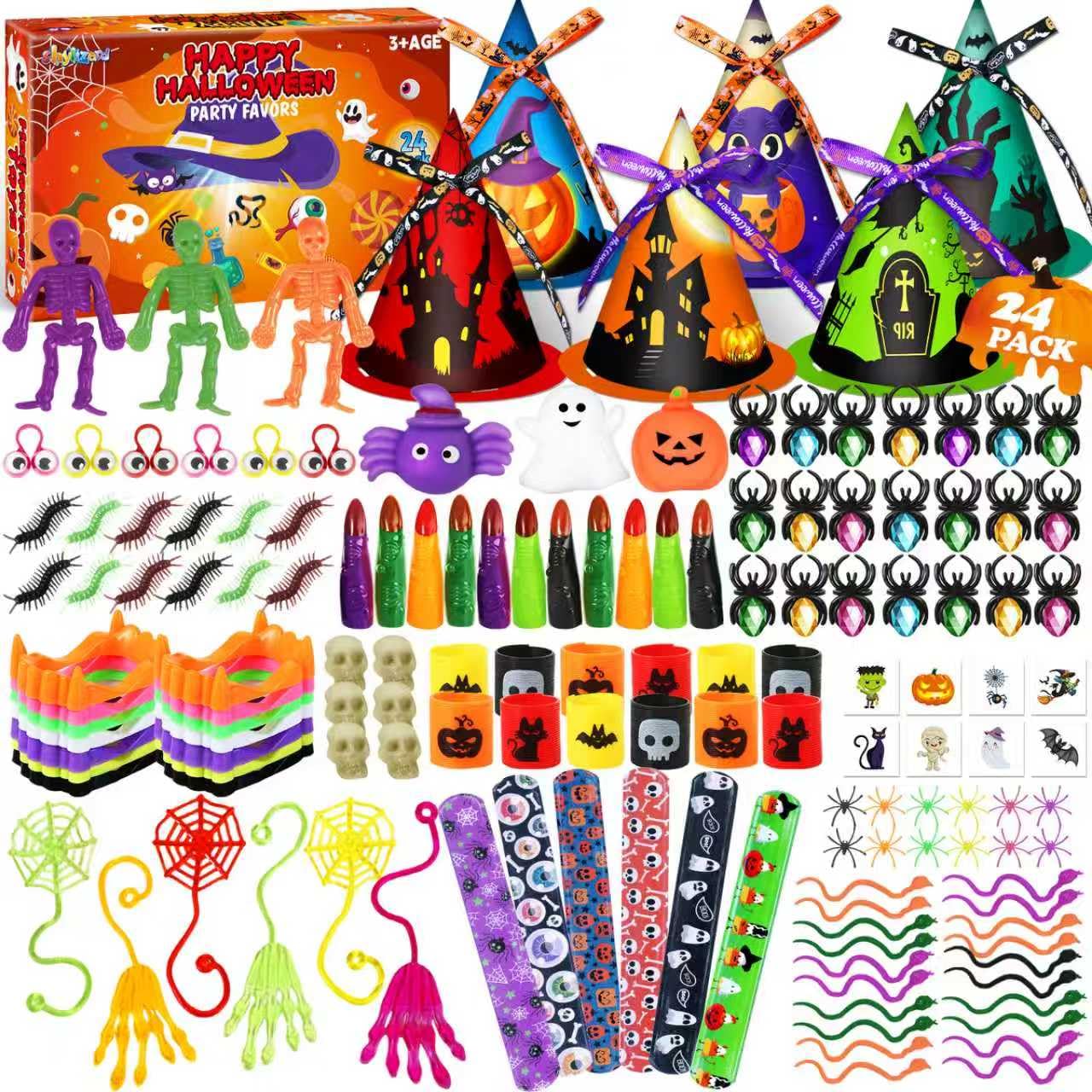 234 PCS Halloween Party Favors for Kids,24 Pack Witch Hat Shaped Goodie bag Stuffers with Non-Candy Trick Or Treat Toys Bulk,Goo