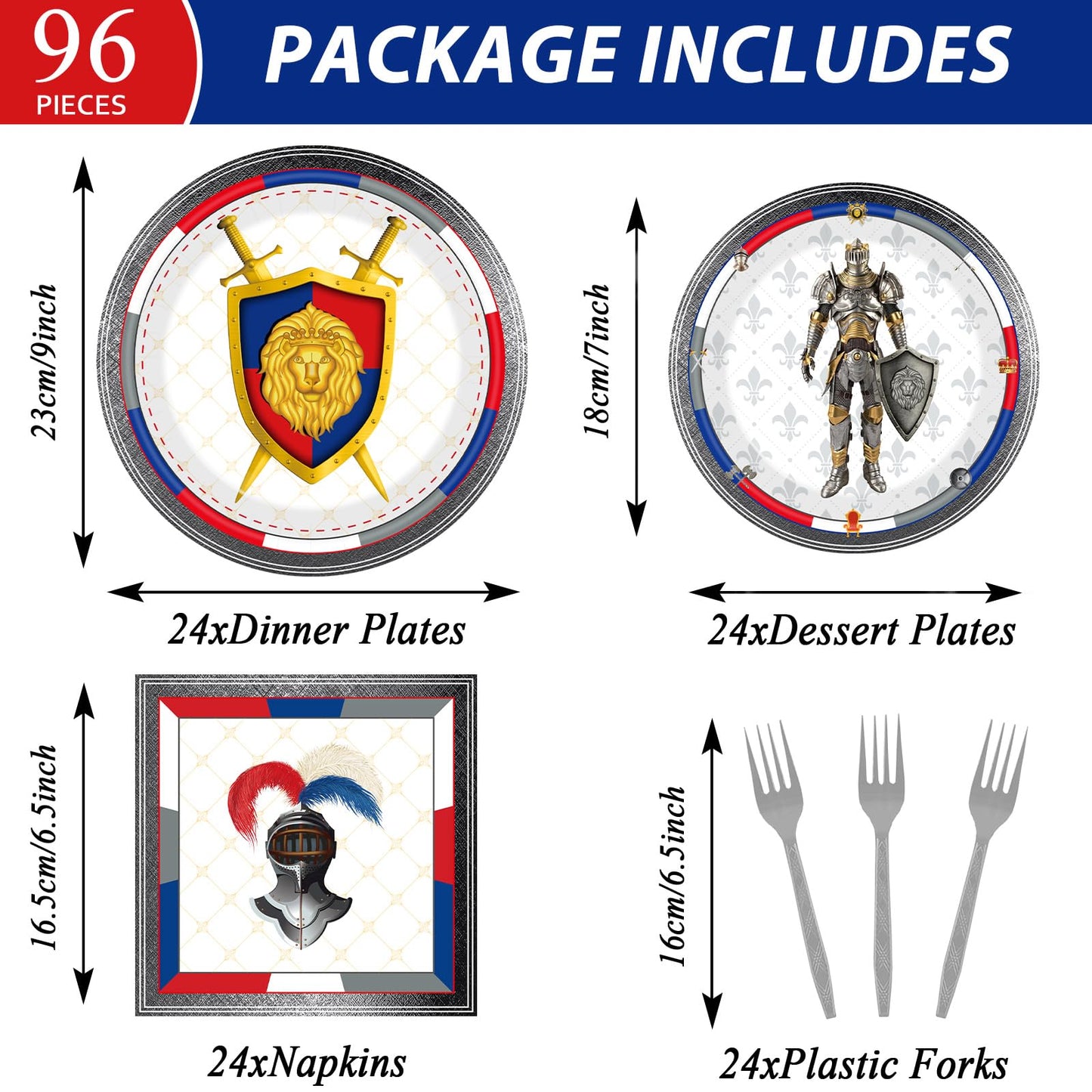 96 Piece Medieval Party Decorations Castle Birthday Paper Plates And Napkins Knights Party Birthday Supplies Favors For Boys And