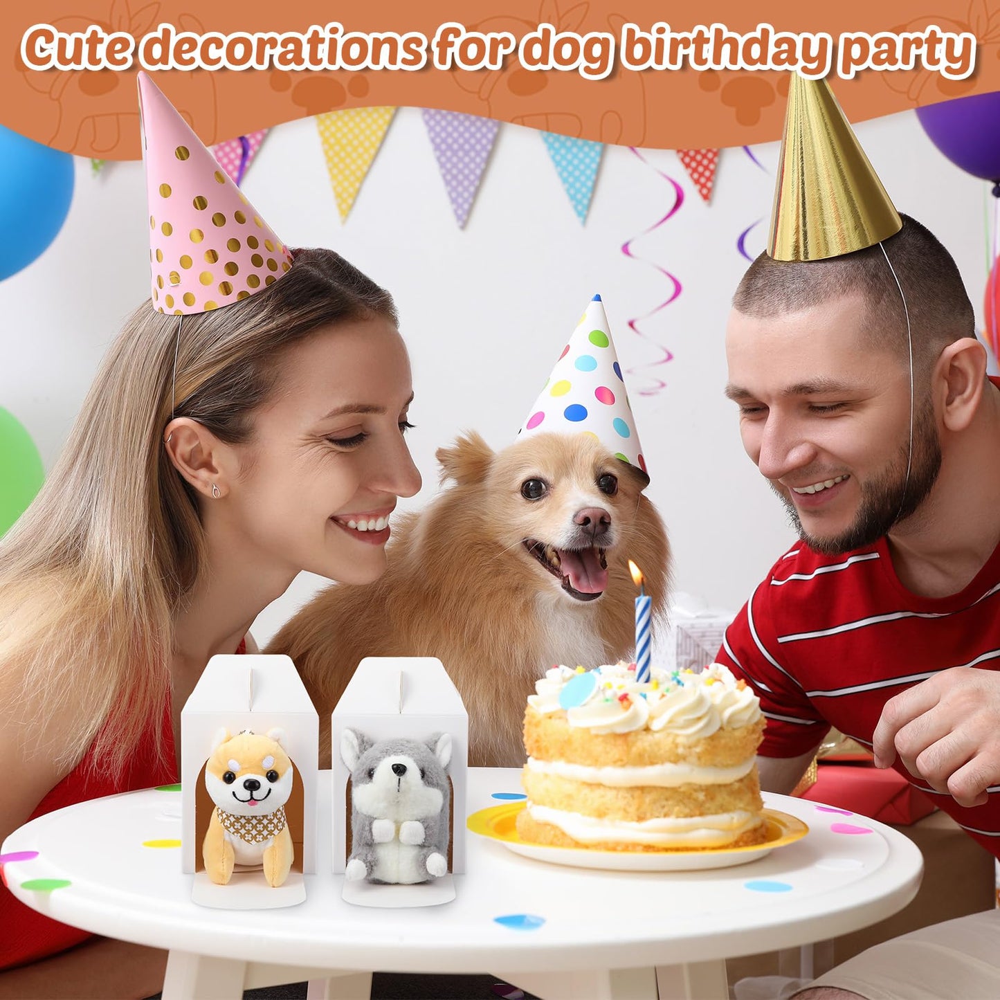 Roundfunny 33 Pcs Mini Plush Dogs Stuffed 4 Inches Small Puppy Stuffed Animal With Keychain Kraft Paper Dog Boxes And Paper Cone