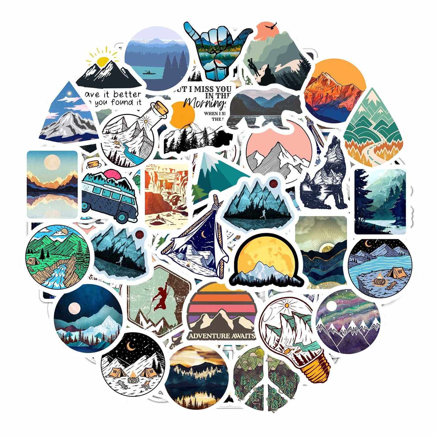 100 Pcs Mountain Stickers For Water Bottle, Outdoor Stickers, Camping Stickers, Adventure Stickers, Nature Stickers, Mountain Ca