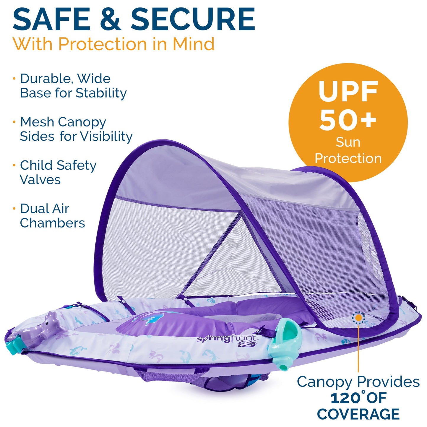 Swimways Ultra Baby Spring Float, Premium Inflatable Baby Pool Float With Sun Canopy, Fast Inflation & Carry Bag (9-24 Months),