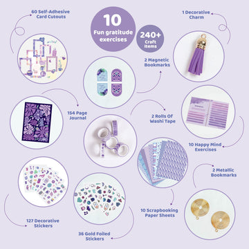 jackinthebox DIY Journal for Girls Ages 8-12, 242 pcs, Scrapbook Kit, Tween Girls Gifts, Girls Journal Kit, Includes 10 Mental H