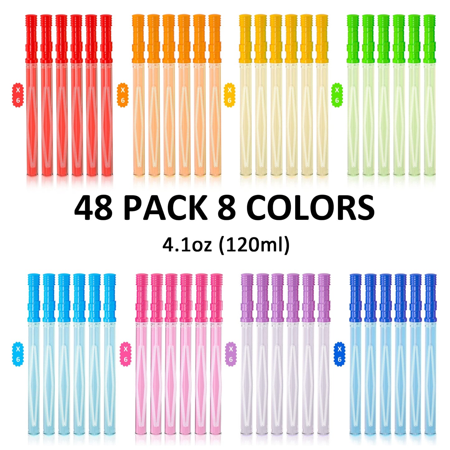 Inscraft 48 Pack 14 Big Bubble Wands, 8 Colors Bulk For Summer Toy, Outdoor/Indoor Activity Use, Easter, Birthday, Graduation, S